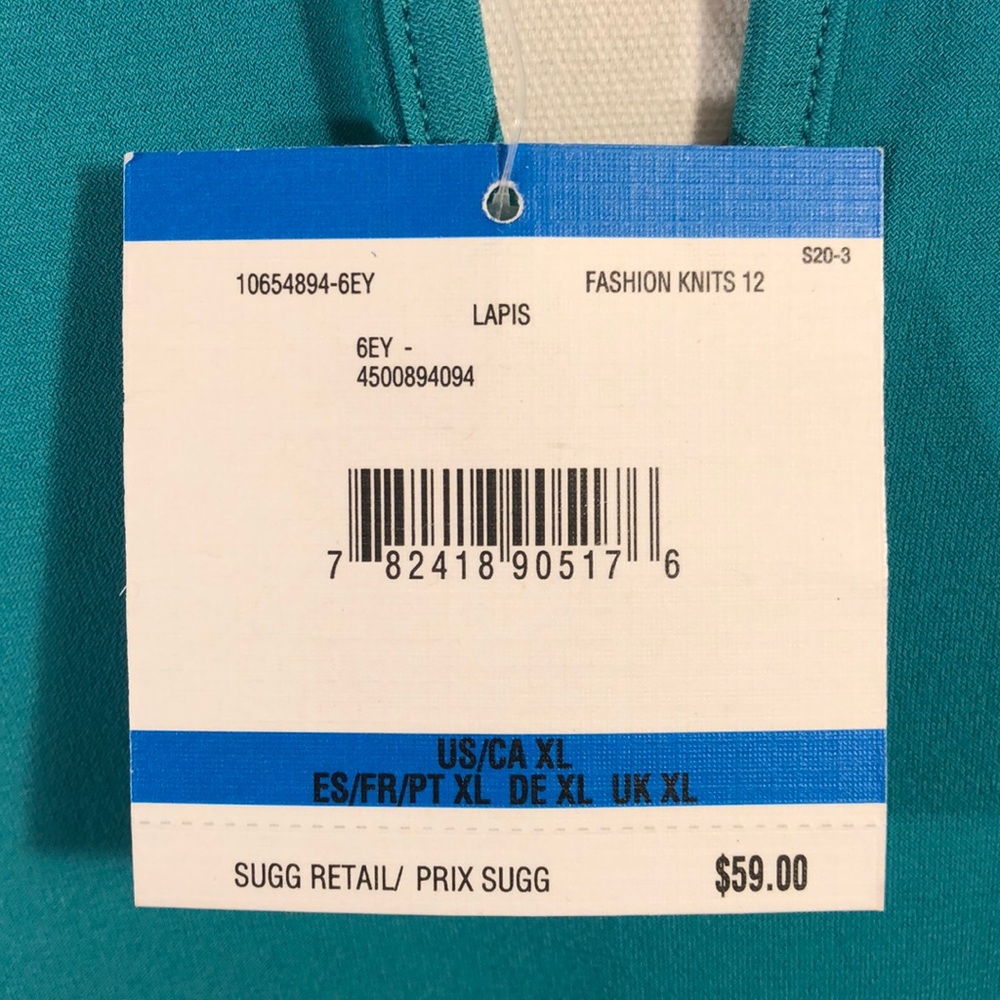 Anne Klein Dark Teal Lapis Sleeveless Blouse with Keyhole Cutout in Front - Picture 7 of 8